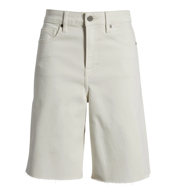 High Waist Denim Bermuda Shorts